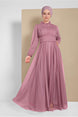 Women's Burgundy Tulle Draped Evening Dress 5910 20yabltr5910