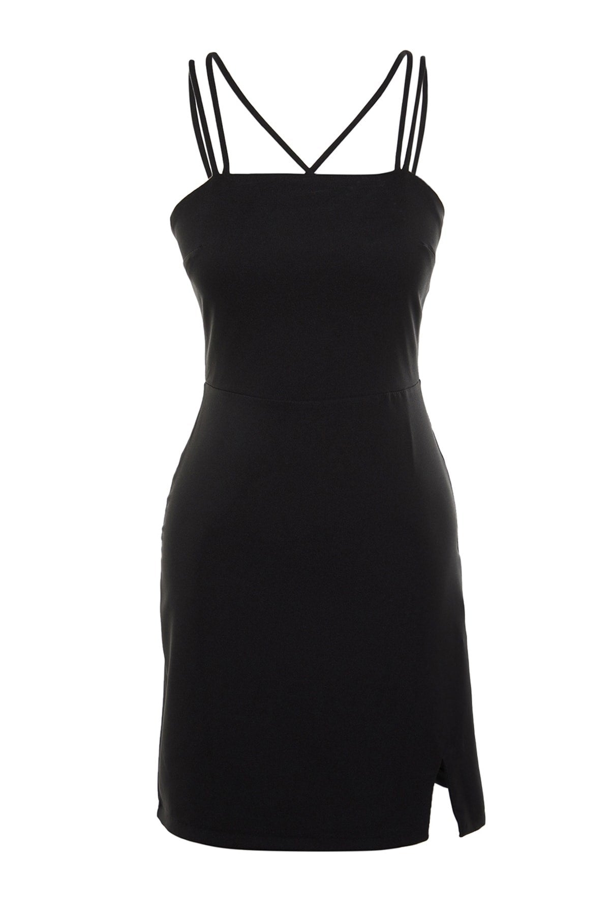 Black Strappy Elegant Evening Dress Tprss21el0093