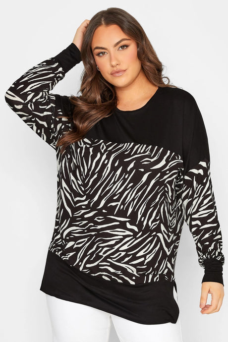 Plus Size Zebra Print Stretch Fabric Long Blouse 301529 3015-x