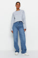 Dark Blue High Waist Wide Leg Jeans Twoaw24je00074