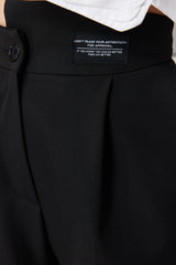 Black Wide Leg/wide Leg Label Detailed Woven Pants Twoss24pl00082