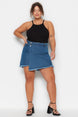 Dark Blue High Waist Skirt Tipped Tassel Shorts Skirt Tbbss23ap00008