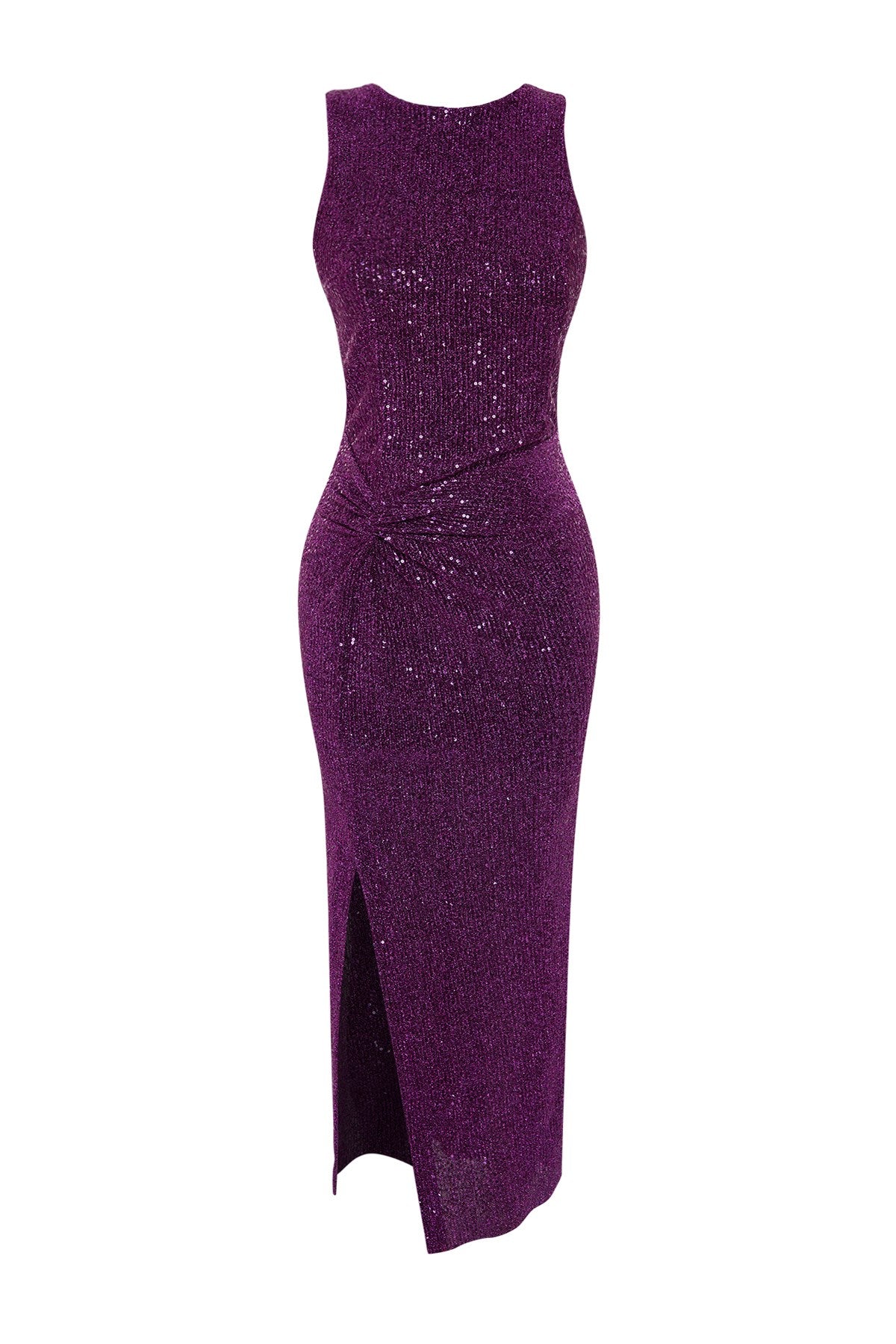 Black Body Sitting Knitted Glitter Sequin Elegant Evening Dress Tprss24el00030