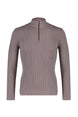 Grey Men's Slim Fit Half Turtleneck Zipper Ribbed Sweater Tmnaw20kz1034