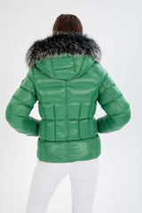 Women's Short Removable Fur Hooded Padded Inflatable Coat 8347 Gfx8347