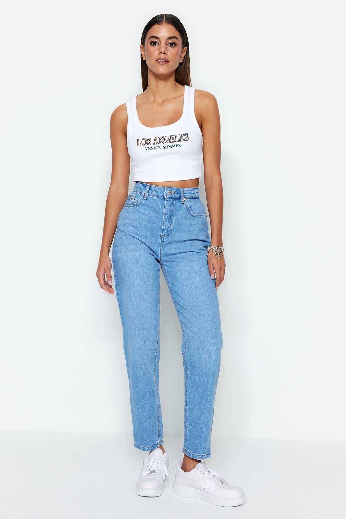 Light Blue High Waist Mom Jeans Twoss23je00067