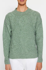 Mint Soft Textured Crew Neck Knitwear Sweater Twoaw24kz00111