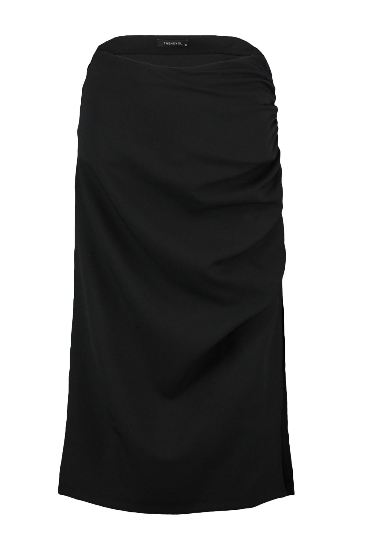 Black Basic Slit Detailed Midi Woven Skirt Twoss20et0045