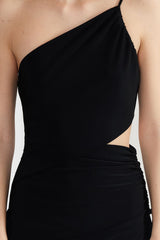 Black Tire Knitted Window/cut Out Detailed Dress Tprss24el00004