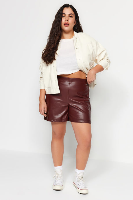 Black Faux Leather Shorts Bermuda Tbbaw24ap00006