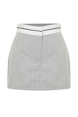 Anthracite Waist Belt Detailed Mini Striped Woven Shorts Skirt Twoss24sr00041