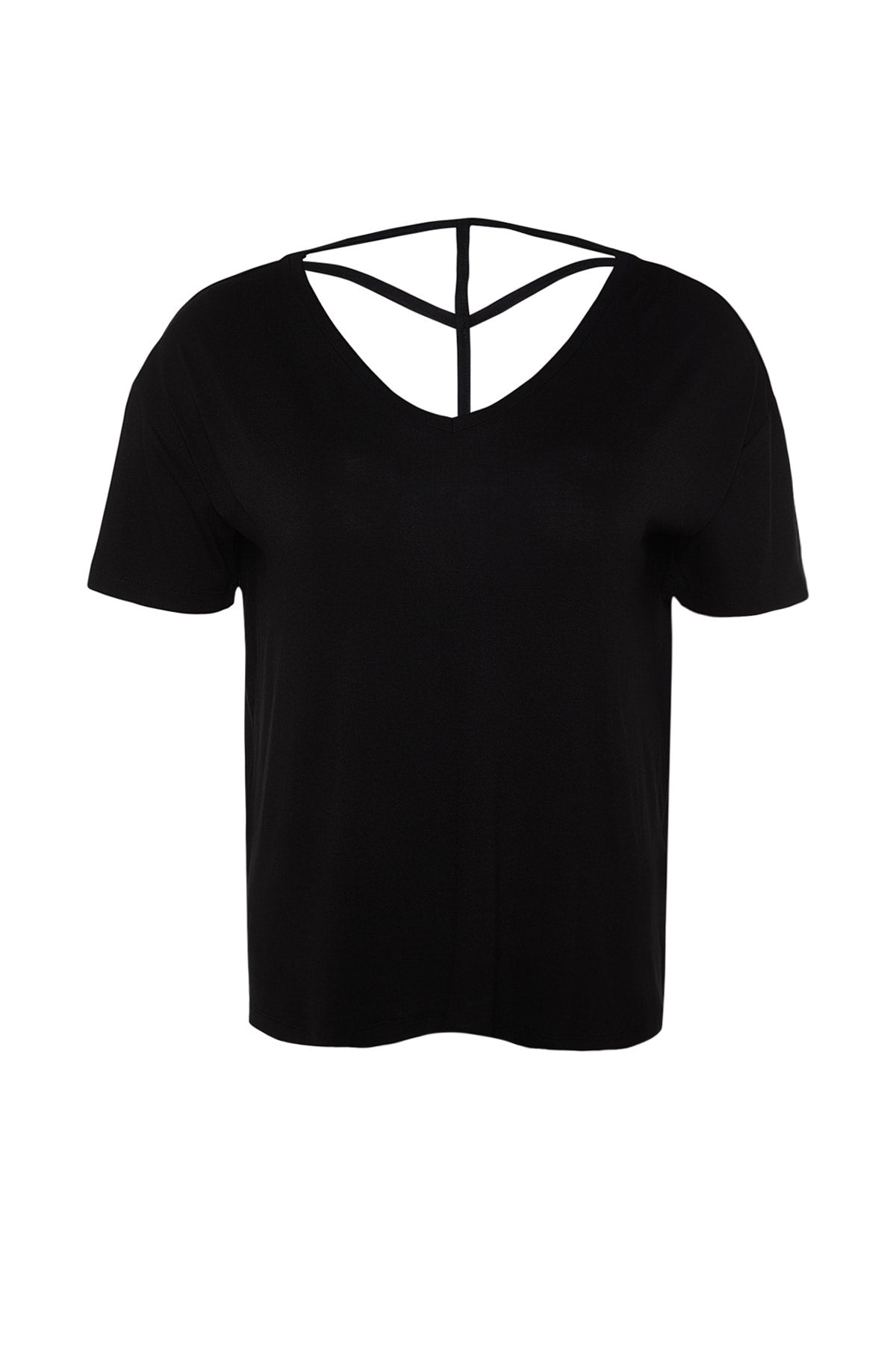 Black Knitted Back Detailed T-shirt Tbbss22ts0877