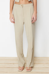 Mink Straight/straight Cut Ribbed Woven Pants Twoss24pl00009