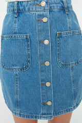 Blue Stitching Detailed Denim Skirt Twoss22et00050