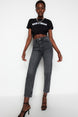 Black High Waist Mom Jeans Twoss23je00085