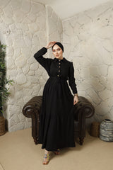 Cotton Shirt Collar Loose Hijab Dress Rge100