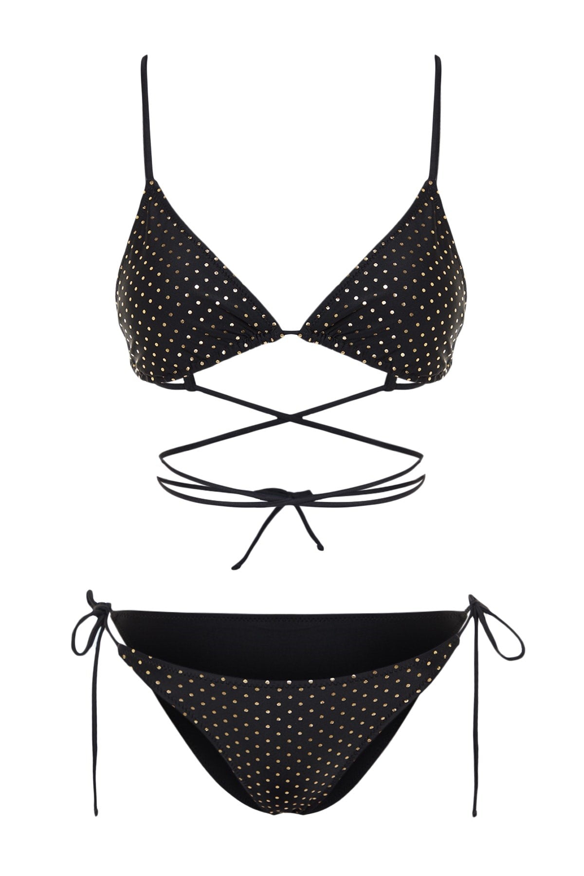 Black Triangle Tie Regular Leg Bikini Set Tbess23bt00054