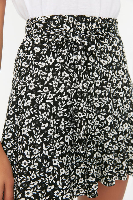 Multi Color Printed Skirt Look High Waist Mini Knitted Shorts Twoss21sr0621