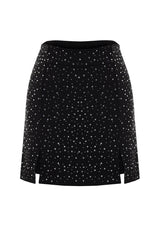 Black Shiny Stone Shorts Skirt Tprss24et00007