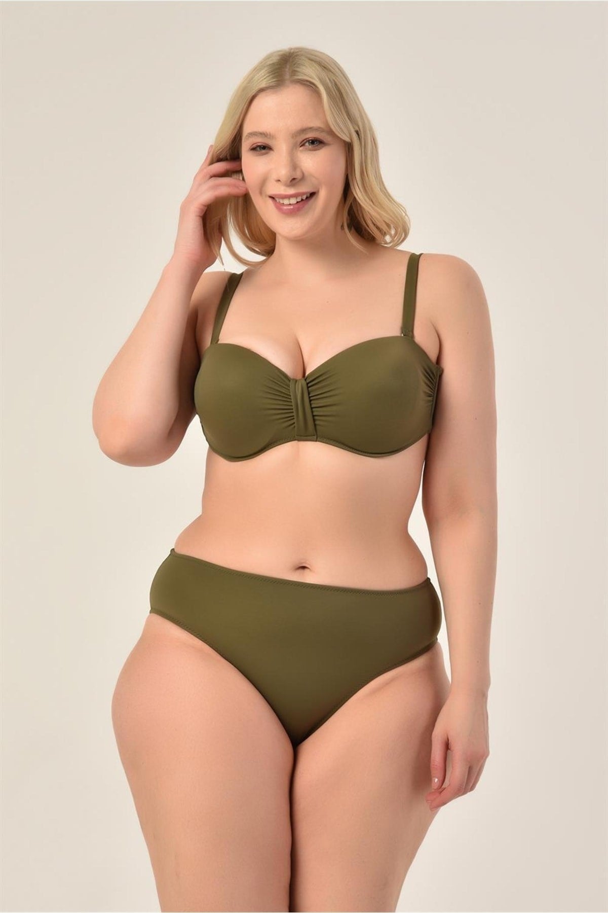 Women's Mint Green Plus Size Thick Strapless Bikini Set 20231988