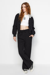 Mink Wide Leg/wide Leg Ribbed High Waist Knitted Sweatpants Twoaw24ea00027