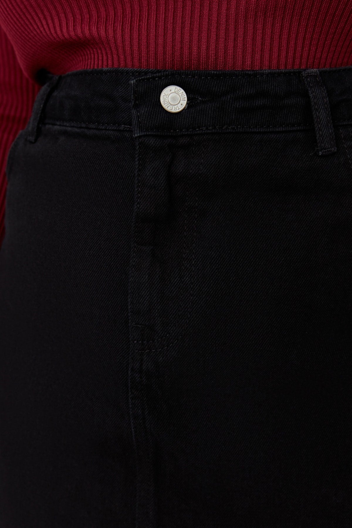 Black High Waist A Shape Denim Skirt Tbbaw23az00042