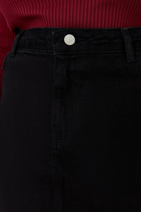 Black High Waist A Shape Denim Skirt Tbbaw23az00042