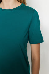 Emerald Green 100% Cotton Basic Turtleneck Knit T-shirt Twoss23ts00000