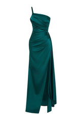 Emerald Green Woven Long Night Evening Dress Tprss24ae00105