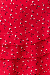 Red Floral Print Viscose Mini Shorts Skirt Twoss24sr00045