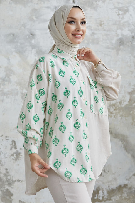 Sofia Pattern Linen Set - Green Ms00an7201