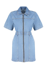 Blue Zipper Detailed Mini Denim Dress Twoss24el00367