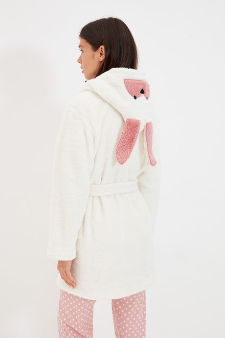 Powder Animal Figure Pocket Hooded Wellsoft Knitted Dressing Gown Thmaw21sb0002