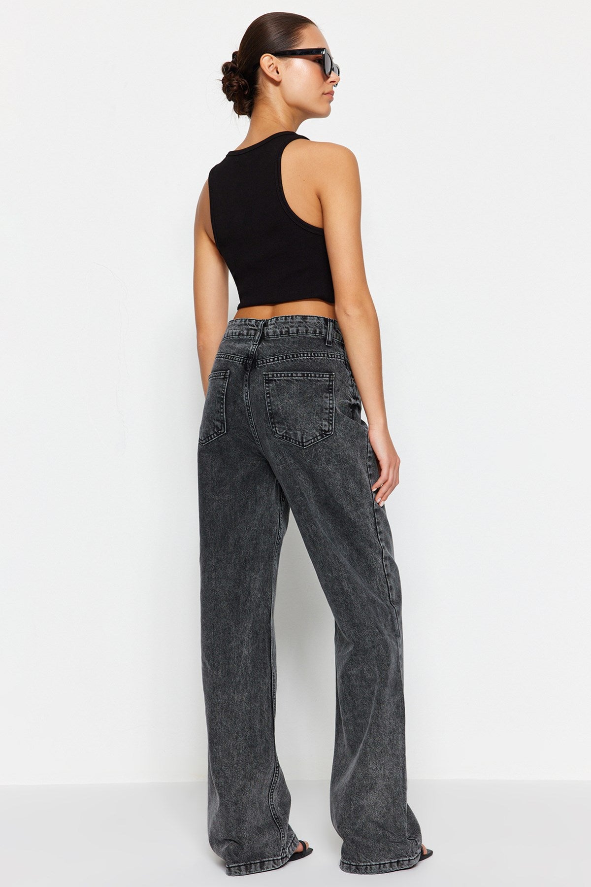 Anthracite High Waist Wide Leg Jeans Twoss24je00050