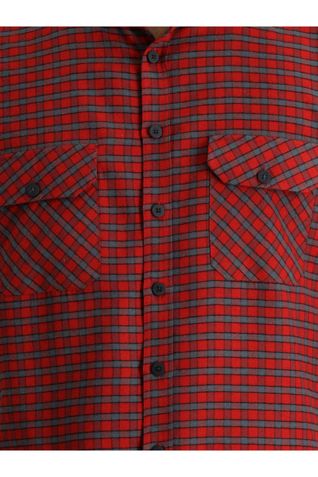 Long Sleeve Slim Fit Plaid Shacket Lumberjack Cotton Shirt 475007