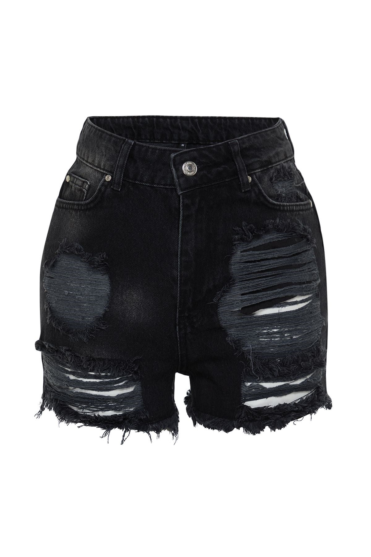 Blue Mini Denim Ripped 100% Cotton Shorts & Bermuda Tbess23sr00037