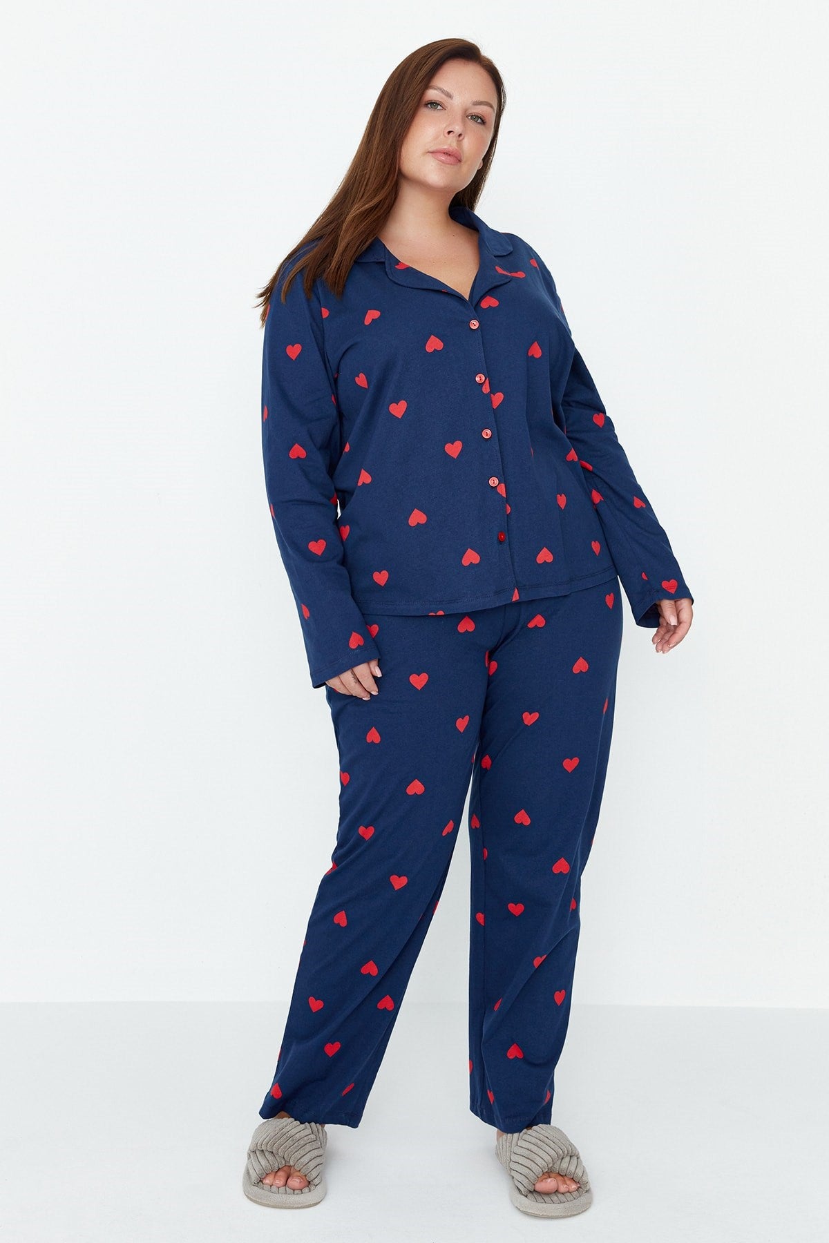 Red Heart Knitted Pajama Set Tbbaw23ai00019