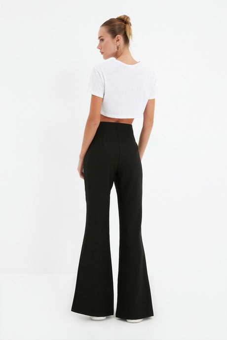 Black Flare Spanish Leg Leg Slit Detailed Woven Pants Twoaw22pl0046