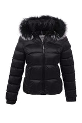 Women's Short Removable Fur Hooded Padded Inflatable Coat 8347 Gfx8347