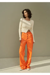 Scott Orange Leather Pants 2293