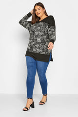 Plus Size Zebra Print Stretch Fabric Long Blouse 301529 3015-x