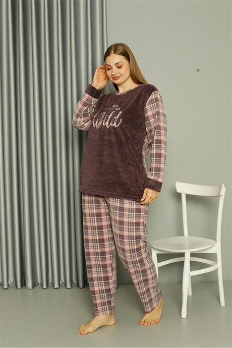 Welsoft Fleece Women Plus Size Powder Pajama Set 808040