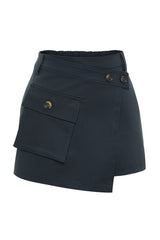 Navy Blue Pocket Detailed Woven Shorts Skirt Twoss23sr00320