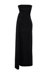 Black Glitter Knitted Long Night Evening Dress Tprss24ae00093