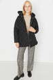 Grey Oversize Hooded Water Repellent Quilted Coat Twoaw23mo00131