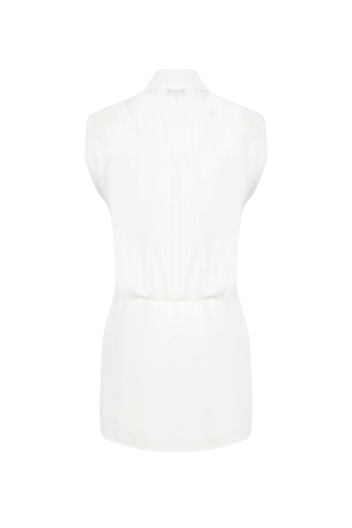 Women's White Sleeveless Button Detailed Dress Lg-oz266-elb