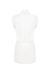 Women's White Sleeveless Button Detailed Dress Lg-oz266-elb