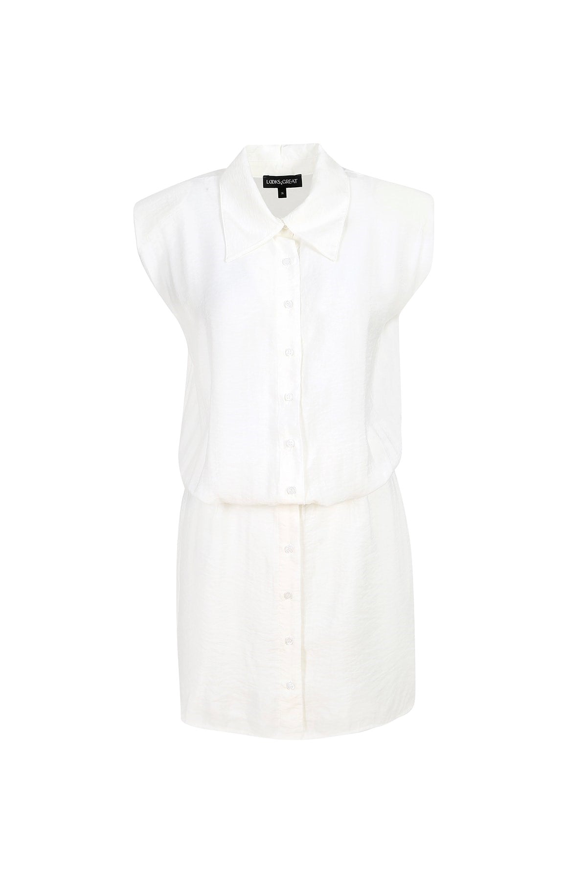 Women's White Sleeveless Button Detailed Dress Lg-oz266-elb