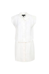 Women's White Sleeveless Button Detailed Dress Lg-oz266-elb