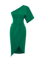 Emerald Green Waistband/skater Woven Midi Dress Tprss24el00028